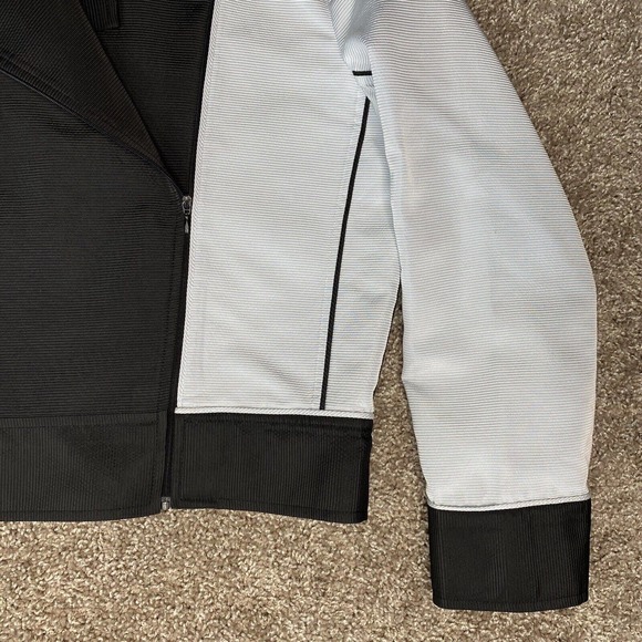 Bouguessa Black Light Blue Textured Long Sleeve Blazer Jacket Womens - Picture 5 of 16